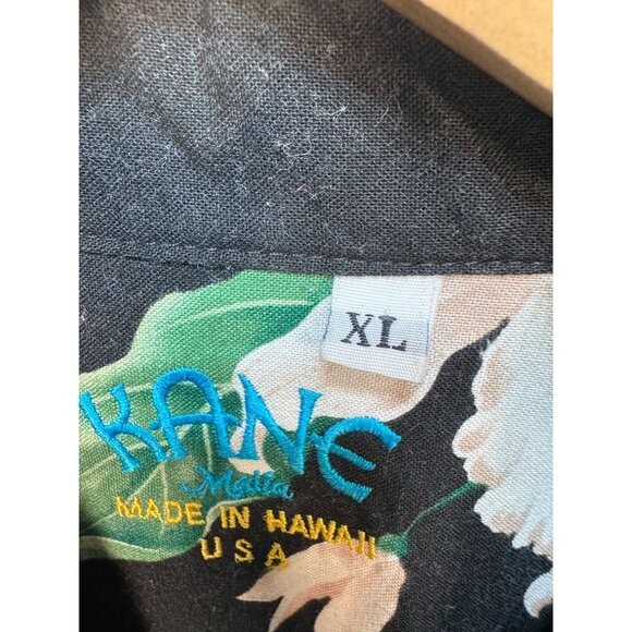 Kane Malia Men Button Up Hawaiian Shirt Short Sleeve Sz XL Black Tropical Floral - Picture 4 of 12